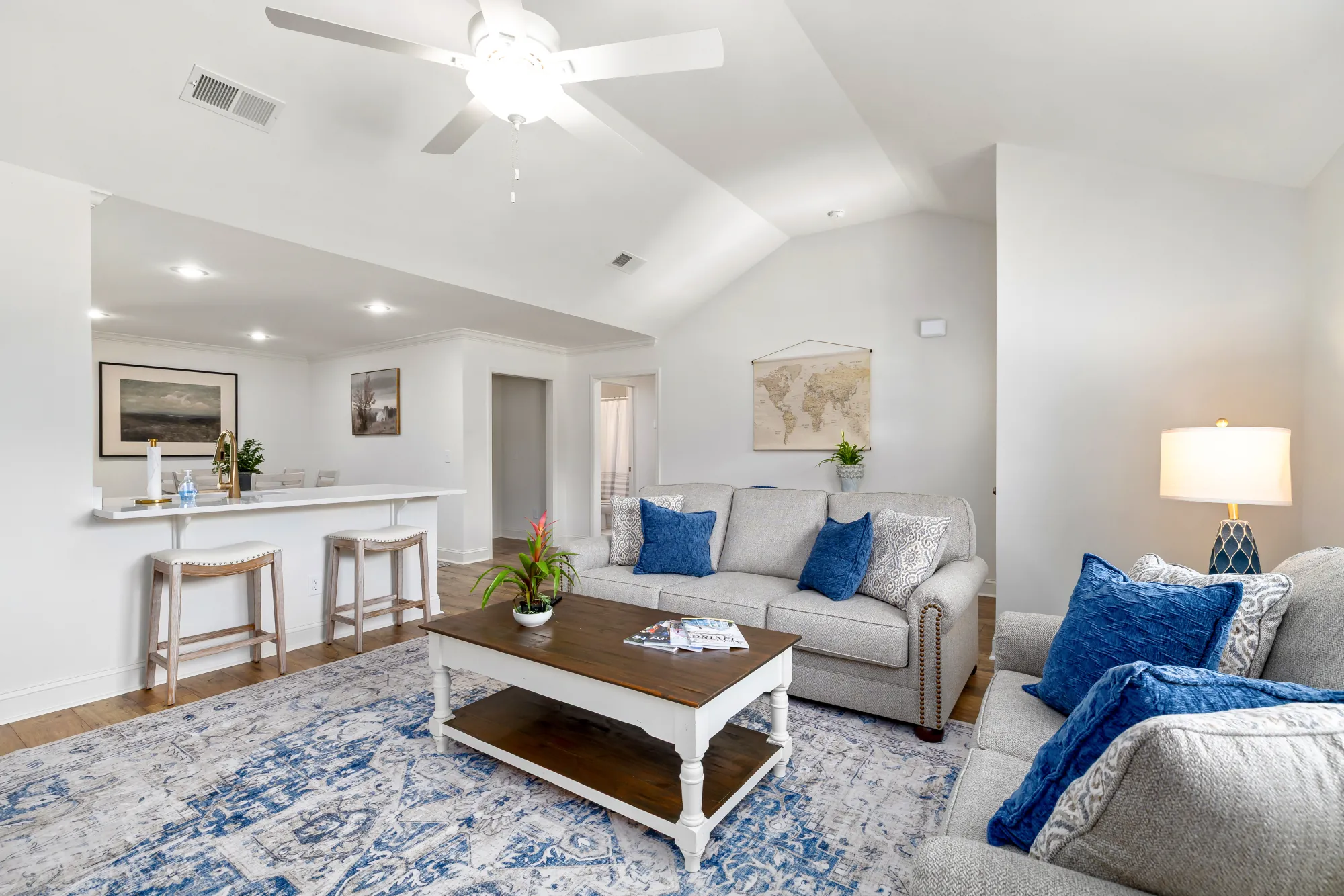 Brushwood North — living room open to the kitchen